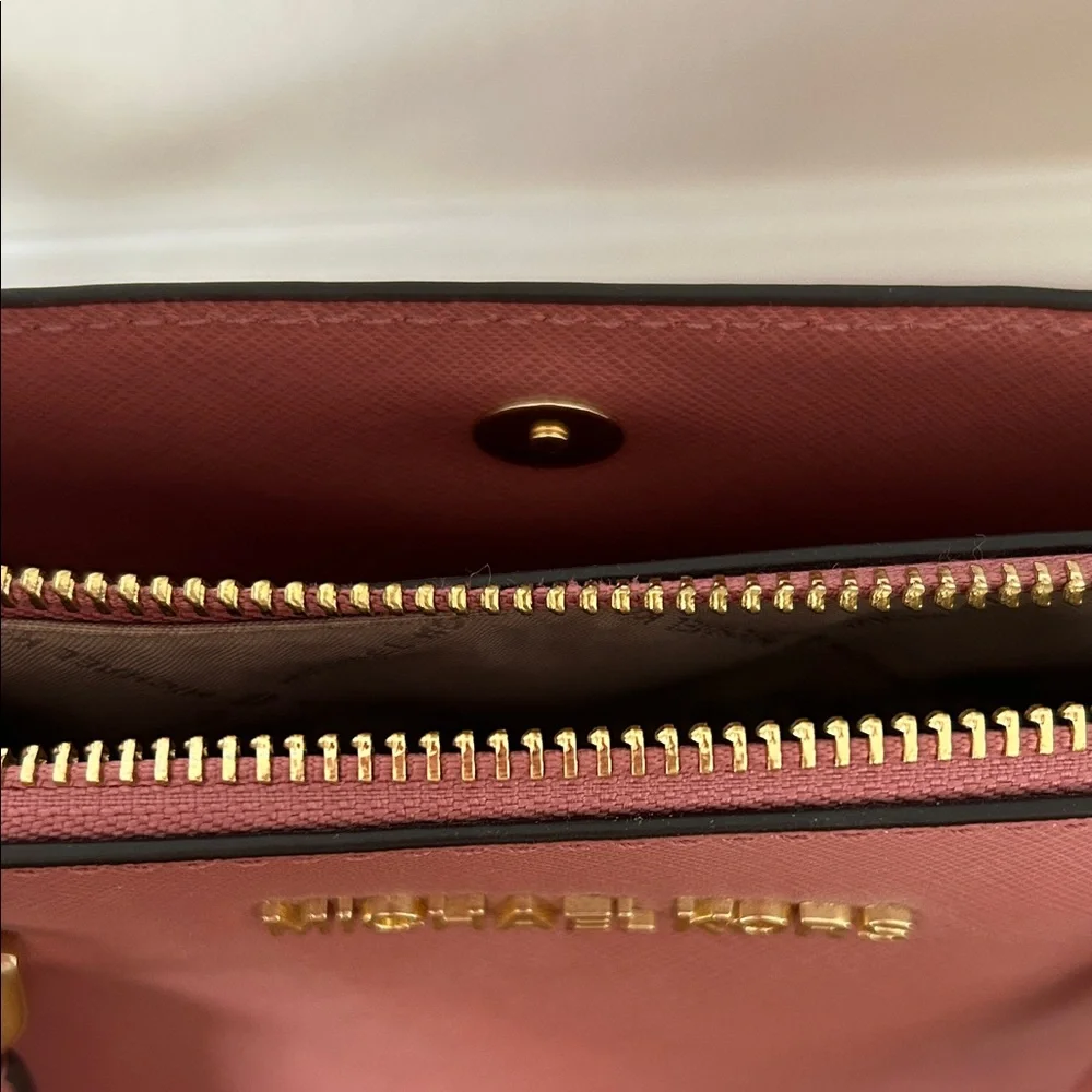Michael Kors Rose Pink Dome Satchel with Gold Hardware